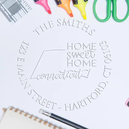 Miniatura 244 de Sello en relieve de dirección personalizado para nuevos propietarios de viviendas, sello redondo de 1-5/8 para dirección de casa, estampado