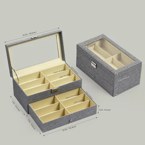 Miniatura 9 de AUTOARK AW-023 - Organizador de cuero para guardar lentes de sol, 12 piezas, color negro, AW-023