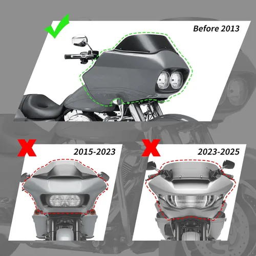 Miniatura 2 de TCMT Carenado exterior interior y proyector de faros delanteros LED dual de 5.75 pulgadas para modelos Harley Road Glide FLTR 1998-2013 Road Glide