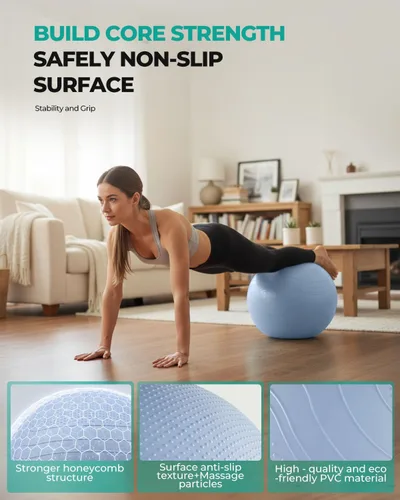 Miniatura 3 de Gruper Pelota de yoga, pelota de ejercicio extra gruesa para entrenamiento y estabilidad durante el embarazo, 4 tamaños, pelota de equilibrio