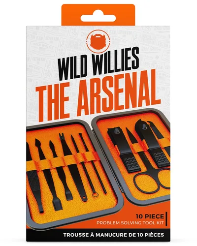 Miniatura 2 de Wild Willies Kit de pedicura y manicura de 10 piezas para hombres y mujeres, incluye cortaúñas, tijeras, pinzas, limas, kit compacto de aseo de uñas