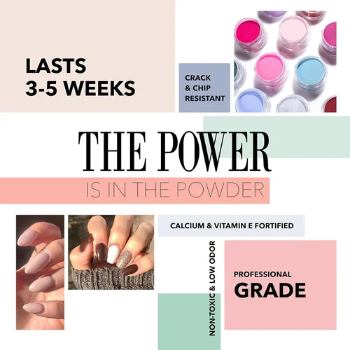 Miniatura 3 de Revel Nail Polvo de inmersión, esmalte de uñas de polvo nude, polvo de inmersión resistente a las virutas con vitamina E y calcio, manicura