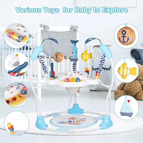 Miniatura 4 de Centro de Actividad para Bebés, Saltarines y Rebotadores Infantiles con Música, Luces, Juguetes para Bebés, Asiento Giratório de 360°, 3 Alturas