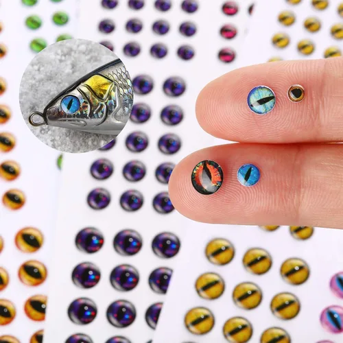 Miniatura 6 de Skylety Señuelo de pesca, ojos artificiales, 3D, calcomanías surtidas con 1 pinza para cebos de pesca, accesorio de bricolaje, 0.157 pulgadas, 0.257