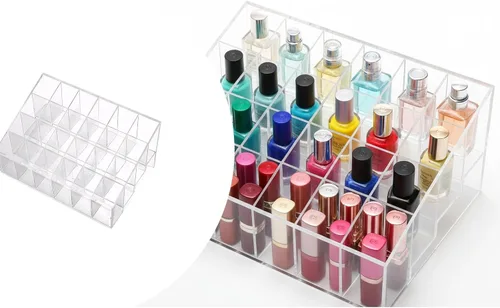 Miniatura 4 de Organizador de lápiz labial transparente para tocador, caja de almacenamiento de maquillaje, soporte para cosméticos para escritorio, diseño ligero