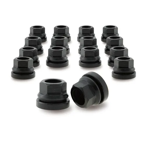 Tuercas de rueda negras M14x1.5 16 piezas para Ford F250 F350 F450 F550 2003-2016, F53 2003-2019, estilo OEM de dos piezas con brida y cara plana
