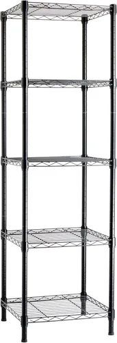 Amazon Basics Estantería de almacenamiento ajustable de 5 estantes, color negro, 16 pulgadas de profundidad x 16 pulgadas de ancho x 54 pulgadas de