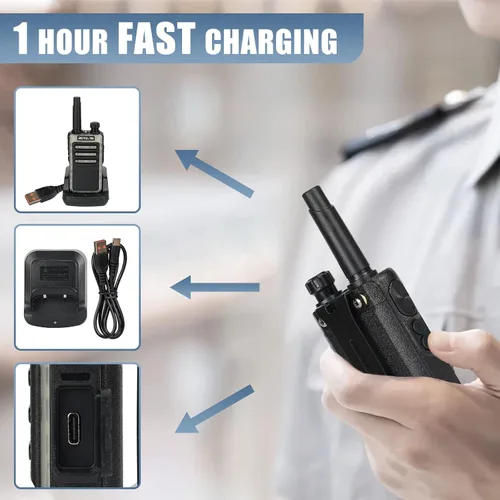 Miniatura 4 de Retevis RB66 Walkie Talkie de 1 hora de carga rápida, radios portátiles FRS bidireccionales con auricular, carga USB-C, linterna, diseño