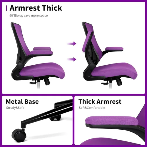 Miniatura 6 de Misolant Silla de oficina alta, silla de dibujo para escritorio de pie, silla de oficina alta con soporte lumbar ajustable, brazo abatible y anillo