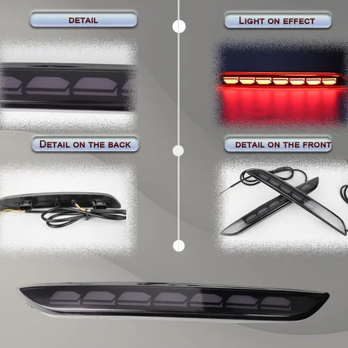 Miniatura 6 de Juego de kit de ensamble de luz de parachoques trasera LED con lente roja para Honda Civic Hatchback 2022-2024, luz de intermitente y luz de freno