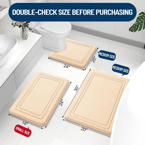 Miniatura 2 de Grandaily Alfombra de Baño de Espuma Viscoelástica 24x16, Ultra Suave, Antideslizante y Absorbente, Alfombras de Baño Lavables a Máquina y Secables