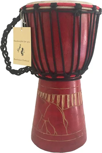 Miniatura 7 de JIVE Brand Djembe - Tambor de madera africana Bongo Congo de calidad profesional con base pesada/incluye llavero de tambor