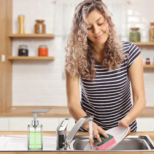Miniatura 6 de Dispensador de desinfectante de manos reutilizable de acrílico transparente para cocina y baño con bomba de acero inoxidable a prueba de óxido