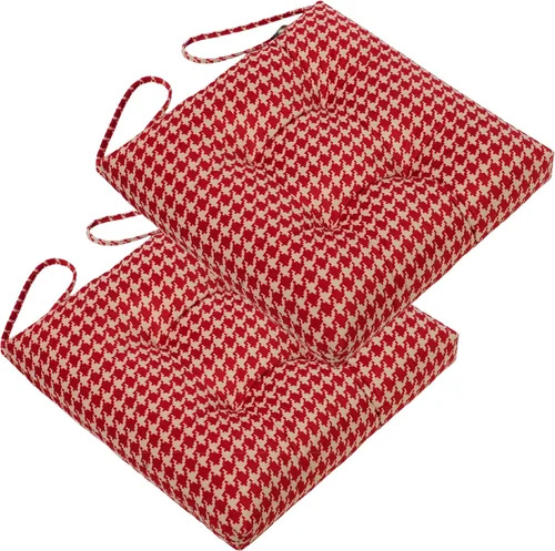 Miniatura 10 de Paquete de 2 cojines de mimbre para asiento de patio para exteriores e interiores con lazos, cojín para silla de comedor, 17 x 17 pulgadas