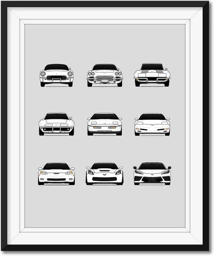 Miniatura 10 de Custom Car Posters Póster hecho a mano compatible con Chevy Corvette Generations e impresión de Chevrolet Corvette (C1 C2 C3 C4 C5 C6 C7 C8)
