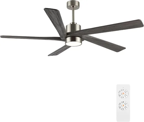 Miniatura 15 de WINGBO - Ventilador de techo DC de 64 pulgadas con luces y control remoto, 5 aspas reversibles de madera tallada, motor DC silencioso de 6 Grafito