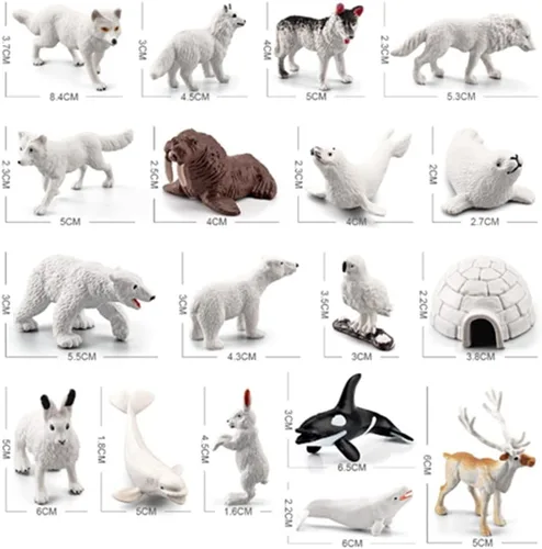 Miniatura 3 de OUKEYI Juego de mini figuras de animales árticos, 18 piezas de juguete para niños pequeños, reno de plástico realista, ballena blanca, oso polar