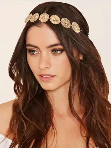 Miniatura 5 de Yalice Cabeza de moneda dorada, diadema elástica, diadema india, accesorios para el cabello de la frente de los años 20 para mujer