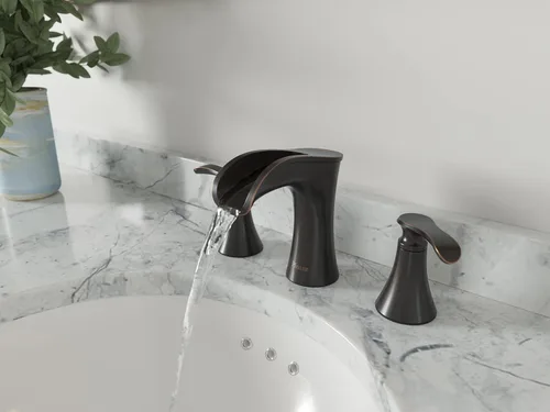 Miniatura 5 de Pfister Jaida LF049JDGS - Grifo de lavabo de baño, 8 pulgadas de ancho, 2 asas, 3 agujeros, acabado de níquel cepillado de defensa contra manchas