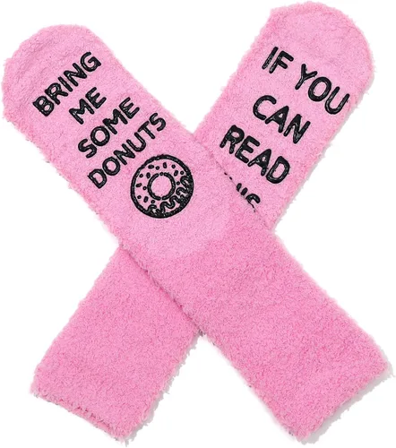 Miniatura 14 de CHANGGER Calcetines unisex con texto en inglés "If You Can Read This Bring Me Some Fuzzy Funny Saying Crew Socks Christmas Unisex Gift