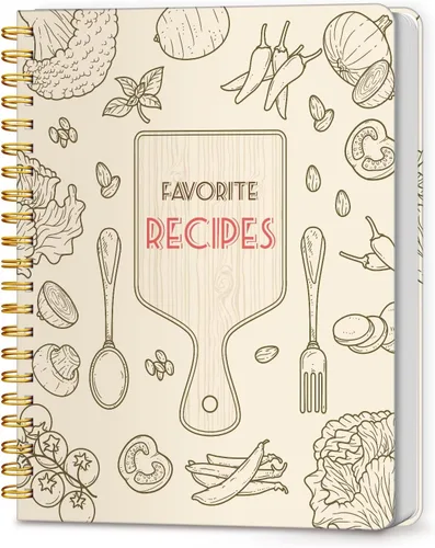 Miniatura 13 de LuBudingJoy Cuaderno de recetas en blanco para escribir en tus propias recetas, página completa de Sprial de tapa dura, organizador de recetas