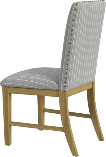 Miniatura 236 de Homepop Silla de comedor con detalles festoneados, sillas de comedor Parsons tapizadas, muebles decorativos para el hogar, tejido gris claro