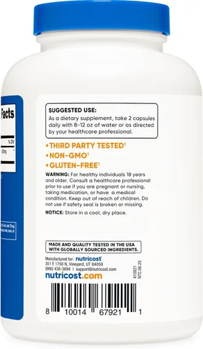 Miniatura 4 de Nutricost Semilla de fenogreco 1350 mg, 240 cápsulas (3 botellas) - Sin gluten, sin OMG
