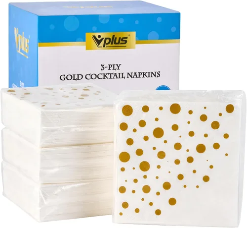 Miniatura 9 de Vplus Paquete de 500 servilletas de cóctel de papel, servilletas de bebidas de 3 capas, servilletas cuadradas blancas desechables, perfectas