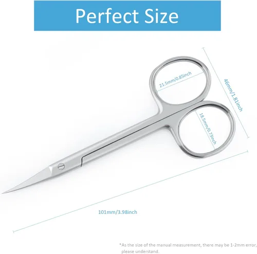 Miniatura 6 de Qunzhao Tijeras de cutícula para mujeres y hombres, curvadas de acero inoxidable con punta de aseo, cuchillas de manicura, uñas para piel seca (1)