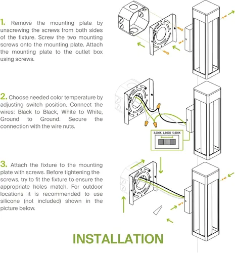 Miniatura 8 de ASD Lámpara LED de pared de vidrio de burbujas de 14 pulgadas 12 W, 300 lúmenes, 3000 K, 5000 K, 120 V, 3CCT, impermeable, regulable