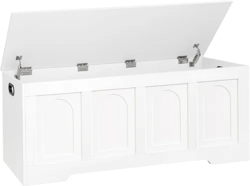 Miniatura 22 de DINZI LVJ Baúl de almacenamiento, caja de juguetes de madera de 39.4 pulgadas con 2 bisagras de seguridad, banco de zapatos de entrada con tapa