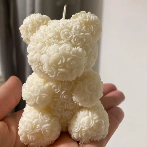 Miniatura 3 de Paquete de 2 moldes de velas de oso de rosas en 3D, moldes de silicona del Día de San Valentín, DIY pinta tu propio oso de corazón o vela de oso