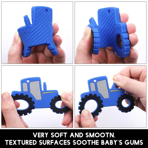 Miniatura 3 de Mordedor de silicona para automóvil de tractor para bebé, juguetes sensoriales para masticar, sin BPA, suaves y efectivos, juguetes para aliviar