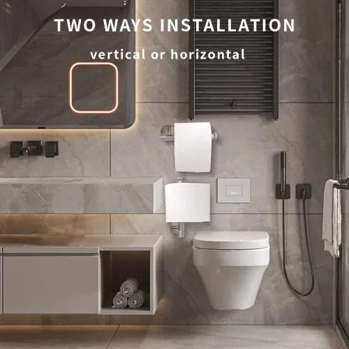 Miniatura 3 de athroom Soporte de papel higiénico autoadhesivo para montaje en pared, acero inoxidable, sin perforar, soporte para papel higiénico, para pegar