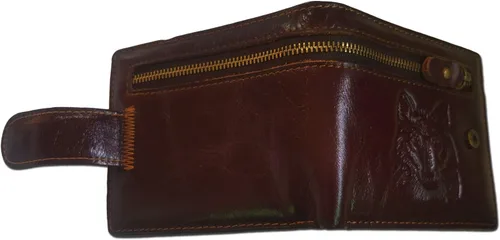 Miniatura 90 de Hombres Cool Eagle Wolf Caballo Totem Cuero Vaca Vertical Cartera Cremallera Multi-tarjeta Titular, Tótem de caballo, Minimalista