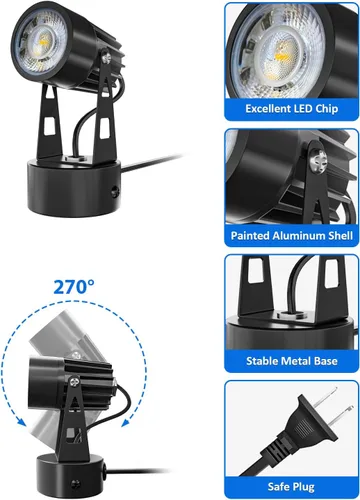 Miniatura 7 de Luces de Foco LED para Interiores 3W RGB Iluminación de Acento Luces Ascendentes para Interiores Lámpara de Foco para Plantas 120V Iluminación RGBW