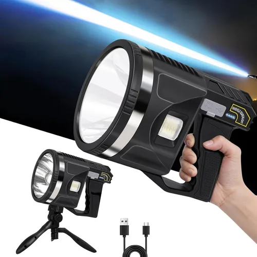 Miniatura 8 de Reflector 1000000 Lúmenes, 6 Modos Linterna Reflector LED Súper Brillante Recargable con Luz COB, Trípode Ajustable, 15000mAh 18Hrs IPX7 Reflectores