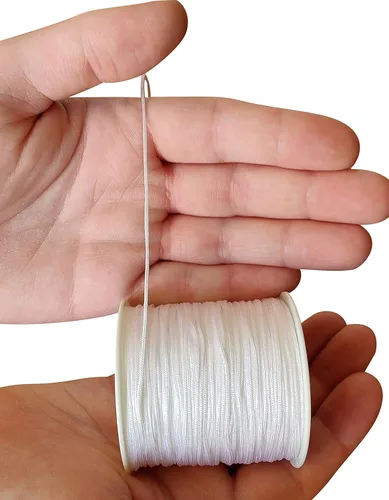 Miniatura 2 de Cordón de nailon de 0.039 pulgadas (0.039 in), multiuso, extra fuerte, hilo trenzado, joyería, collar, pulsera, hacer cuerdas, manualidades, Blanco