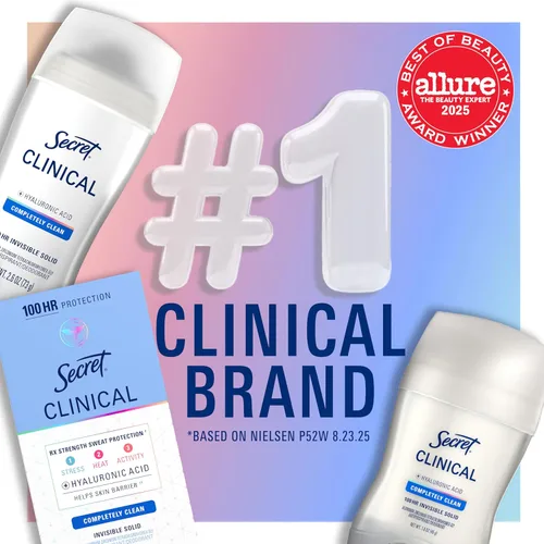 Miniatura 5 de Secret Clinical Strength Antiperspirant Deodorante para mujer, 3X Protección contra el estrés, 72 horas de protección contra el sudor y el olor