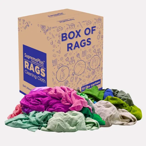 Miniatura 14 de Trapos de limpieza de camisetas de color reciclado (caja de 600 libras de palé de 60 x 10 libras) en trapos de algodón de color caja, perfectos