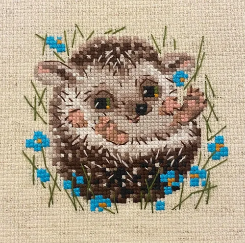 Miniatura 2 de RIOLIS - Little Hedgehog 1753, kits de punto de cruz de animales 5,12" x 5,12, kits de punto de cruz para principiantes y avanzados, kit de punto