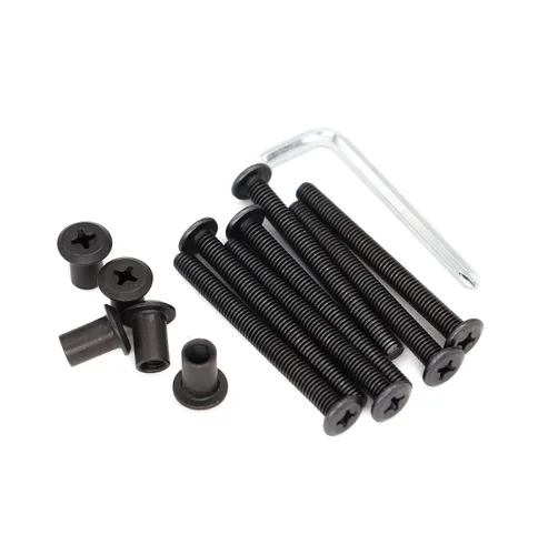 Miniatura 5 de Paquete de 10 tornillos de conexión Phillips M6 de 0.632 pulgadas, color negro, para muebles, camas y armarios