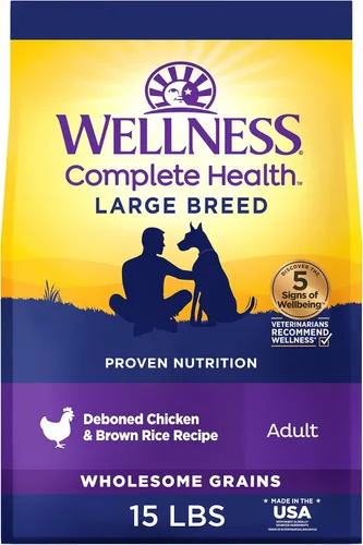 Wellness Complete Health - Alimento seco para perros de raza grande con granos, ingredientes naturales, fabricado en Estados Unidos con carne real
