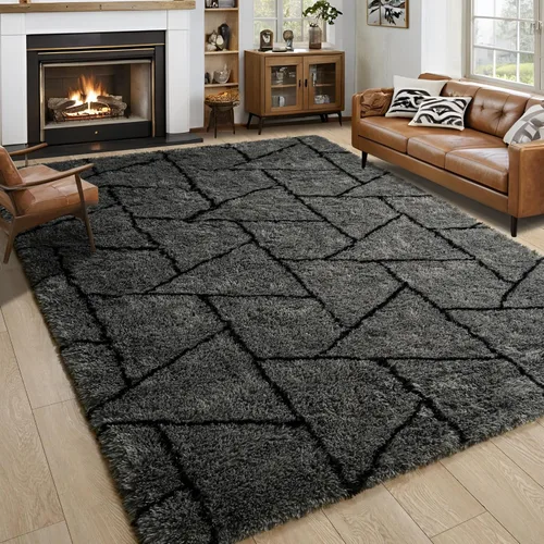 Miniatura 40 de Noahas - Alfombra suave y afelpada para habitación de niña y sala de estar, colorida, decoración para guardería, teñido anudado arcoíris, azul
