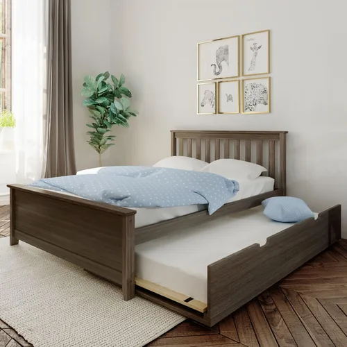 Miniatura 22 de Max & Lily Cama individual, base de cama con cabecera para niños con cajón deslizable, rejilla, color nogal