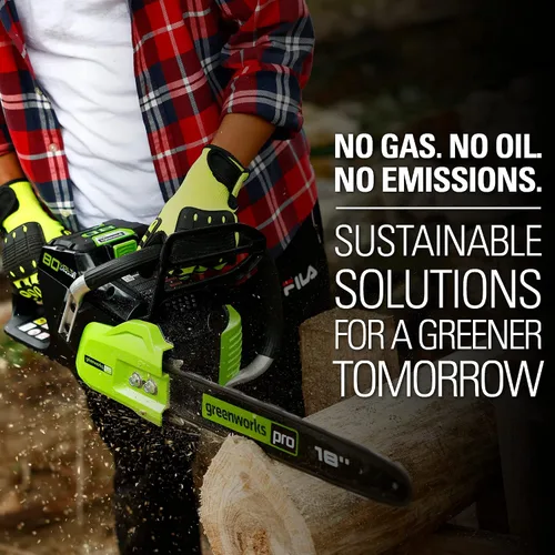 Miniatura 10 de Greenworks Motosierra inalámbrica sin escobillas de 80 V y 18 pulgadas (ideal para tala de árboles, ramas, poda y leña) / más de 75 herramientas