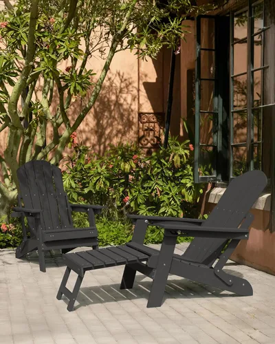 Miniatura 2 de YEFU Silla Adirondack con Otomana Retráctil: Juego de 2 Sillas Adirondack Plegables - Respaldo Ajustable de 5 Niveles con Reposapiés - Sillas