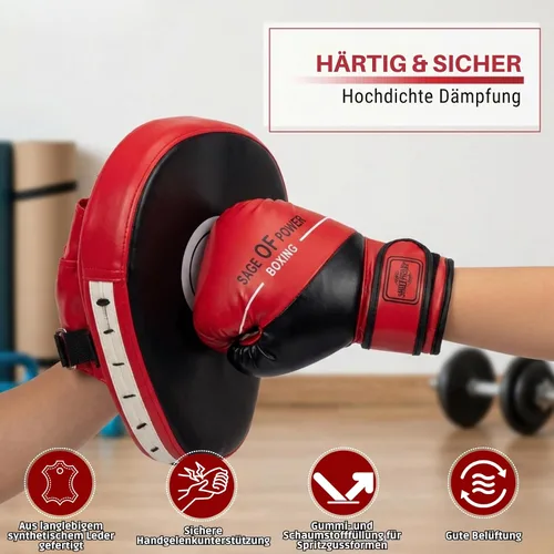 Miniatura 6 de Juego de guantes de boxeo y guantes de boxeo 3 en 1 para niños, guantes de boxeo, almohadillas de enfoque con envolturas de mano para niños,