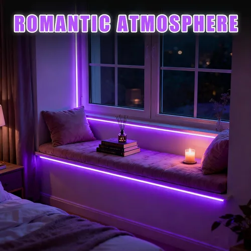 Miniatura 5 de RadiantFlux Tira de Luz Púrpura, Tira de Luz LED Púrpura Flexible de 30 Pies con Kit, 540 Perlas de Lámpara, Luz LED de 24V, No Impermeable
