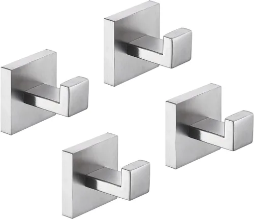 Miniatura 15 de TASTOS Ganchos para toallas de baño, color negro mate, paquete de 2 ganchos de acero inoxidable para bata y ropa, gancho de pared resistente